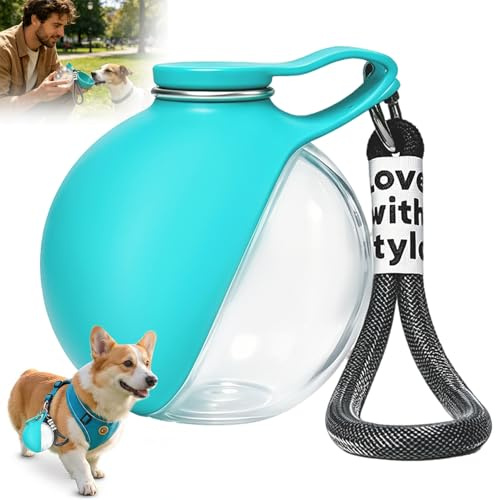 Botella de Agua para Perro, 2 en 1 para- Perros pequeños Botella de Agua con Cuenco Plegable de Silicona, Bebedero Portátil para Perros, Botella Perro para Pasear, Viajar y Acampar