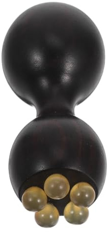 Zerodeko Masajeador de Ojos de Madera Natural Masajeador Facial de Madera Punta de Rodillo Negra de Sándalo Reduce la Hinchazón y Favorece la Absorción de Crema para Oficina y Hogar