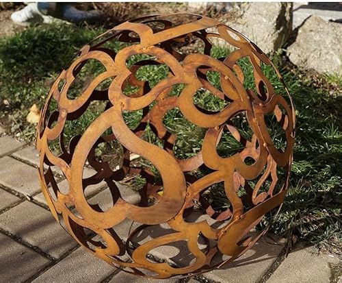 terracotta-toepfe-de NEU !! Kugel aus ganz vielen Herzen ø 30 cm aus Metall in Edelrost Rost Streifenbandkugel Eisen Deko Garten Liebe Hochzeit Verlobung Muttertag