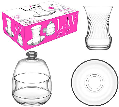 Lav 13 TLG. Teegläser Türkische Teeset Teeglas mit Zuckerschale INCI