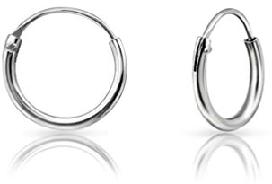 DTPsilver® 925 Sterling Silber Creolen Ohrringe - Klein/Mittelgroße/Groß - Dicke 1.2 mm - Durchmesser: 10 mm