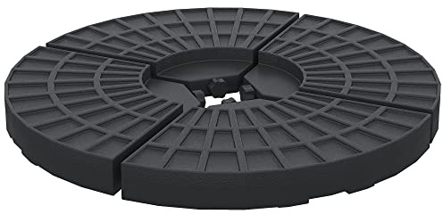 Outsunny Lot de 4 Pieds de Parasol Poids de lestage pour parasols déportés - A remplir d'eau jusqu'à 52 kg ou de Sable jusqu'à 60 kg - dim. totales 48L x 48l x 8H cm polyéthylène Haute densité Noir