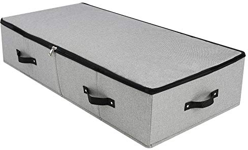 iwill CREATE PRO Große, robuste Unterbett-Aufbewahrungsbox mit Reißverschluss Deckel, starre, robuste Kunststoffplatte innen, Griffe an allen Seiten, Dunkelgrau