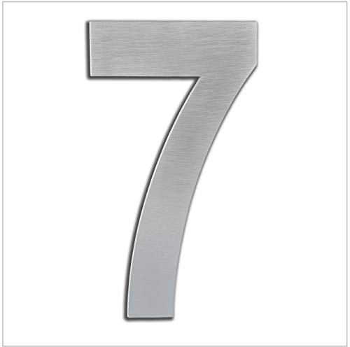 HERRAJES EVI Numero civico esterno, portale o garage, 16 cm, acciaio inox AISI 304, installazione adesiva (numero 7) (0660160CPAM7)