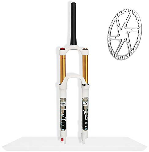 LvTu Mountainbike 140mm Federweg Luft MTB Feder Gabel 26 27,5 29 Zoll, Rebound Adjust Gerades/Konisches Rohr Scheibenbremse Fahrrad Vorderrad Gabel (Color : Tapered Manual Lock, Size : 29)