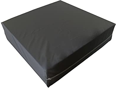 Cuscino in schiuma fredda anti-decubito, 40 x 40 x 5 cm, mobili giardino, sedia a rotelle, auto, camion, ufficio, sedia direzionale schienale (RG 35 (medio) rivestimento per esterno/incontinenza nero)