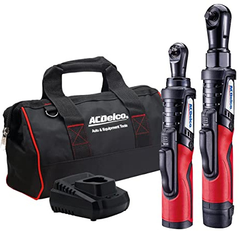 ACDELCO Tools ARW12103-K8 1/4'' & 3/8'' Brushless Wrenches G12 Series Cordless Li-Ion Ratchet Wrench 2-Tool Combo Kit with x1 Battery, Charger & Canvas Bag