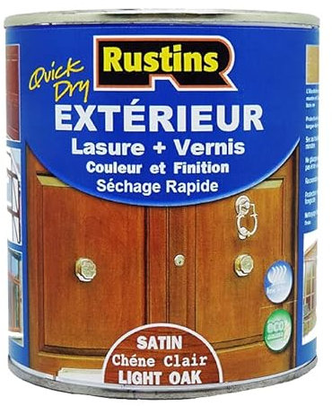 Rustins - Extérieur lasure + Vernis pour bois - séchage rapide - Chêne Clair fini Satiné - 15m²/L 1L (ESLO1000FR)