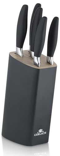 Gerlach Style Plus Messerset Küchenmesserset 5 Messer aus Edelstahl Küchenmesser Kochmesser Brotmesser Gemüsemesser Küche Küchenutensilien Küchenzubehör, Sc Schwarz