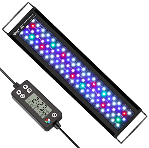 hygger Aquarium Beleuchtung, Aquarium LED Beleuchtung,Vollspektrum Aquarium Licht mit Monitor, 36W 24/7 Beleuchtungs Zyklus, 7 Farben, Einstellbarer Timer,3 Modus für 91-106cm Süßwasser Aquarien
