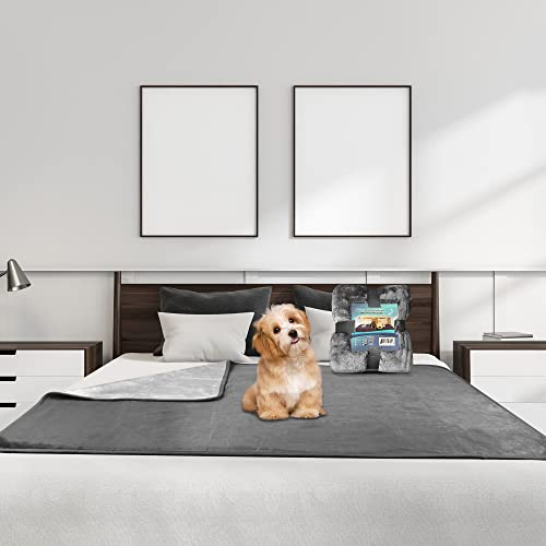 Bedding Aid Coperta morbida per cani, 203 x 229 cm, per cani, lavabile, colore: grigio scuro/grigio chiaro