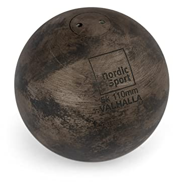 HAEST - Nordic Valhalla Wettkampfstoßkugel 5,00 kg (110 mm), Stoßkugel aus Stahl, WA-Zertifiziert (IAAF), Maximale Durchmesser-Toleranz für besseren Abstoß, Rost-Optik für top Grip