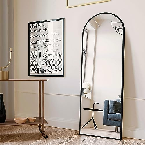 BD-Baode Bogen Ganzkörperspiegel 140x40cm Standspiegel und Wandspiegel 2 in 1,HD Ganzkörperspiegel Schwarz mit Metallrahmen für Schlafzimmer, Bäder, Wohnzimmer, Flure