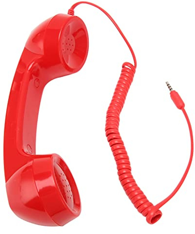 Ricevitore per Telefono Cellulare retrò, Ricevitore per Telefono Cellulare Vintage retrò da 3,5 Mm, Microfono per Telefono Cellulare Portatile a Prova di Radiazioni per Telefoni (Rosso)