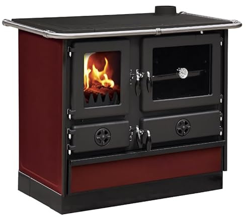 INTERSTOVES - Cuisinière à bois Magnum Thermo MBS en fonte | bouilleur sortie côté droit - Bordeaux