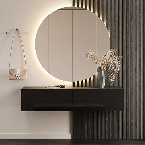 Planetmöbel Flur Möbel Garderobe 140 cm Hängeschrank | Kompaktgarderobe, Garderobenschrank schmal mit Klappe, Dielenschrank mit Stauraum, Wandgarderobe hängend / stehend