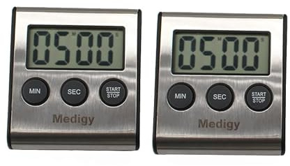 2 PCS Digitaler Mini-Wecker für Küchengeräte, Zeitschaltuhr, 24-Stunden-Countdown-Timer für Kochen, Studium, Sport, Meeting, Parken, Medikamente Edelstahl schwarz