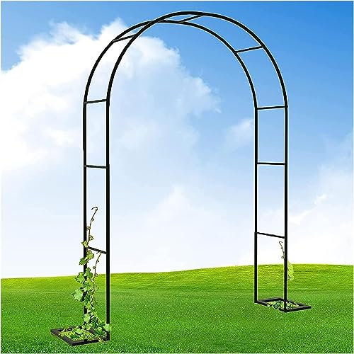 GueTTO Rosenbogen aus Metall Schwarz Verzinkt Hochzeitsbogen Rankhilfe Gartenbogen Rankgitter Rosen Bogen Edelstahl Rankbogen Hochzeit Torbogen,Einfache Montage, mit Sockel,W350*H220cm