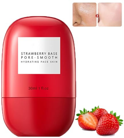 Strawberry Hydrating Face Makeup Primer Base Pore,Face Moisturizer Cream Primer for Flawless,Correct Smooth Glow Skin Pore Minimizer Makeup Primer,Long-Lasting Primer Face Makeup for Women(30ml)