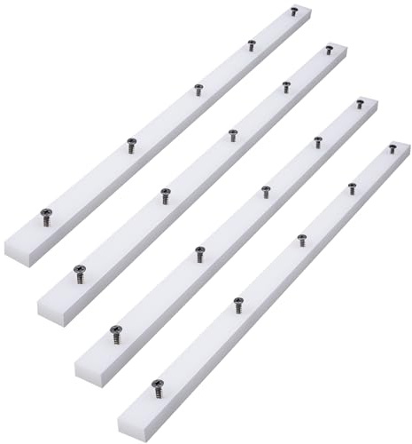 Happara UHMW Trineo de corte transversal para barras de inglete de sierra de mesa, 3/4 x 2/5 x 17 pulgadas, agujeros preperforados y 20 tornillos incluidos para plantillas de fijación o ranuras de