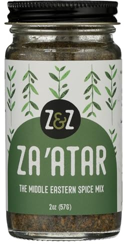 Za'atar by Z&Z | Za'atar Spice Blend with Zaatar Spice, Sumac, & Toasted Sesame Seeds | Za'atar Seasoning for Breads, Salads, Chicken, or Snacks | Savory & Tangy Palestinian Zaatar Seasoning, 2 Oz