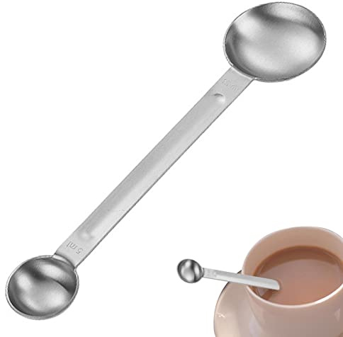 Lot de 2 cuillères à café colorées à double tête 5 ml 15 ml cuillères à mesurer en acier inoxydable pour café, thé, et autres cuillères à café pour café, thé, sucre en poudre