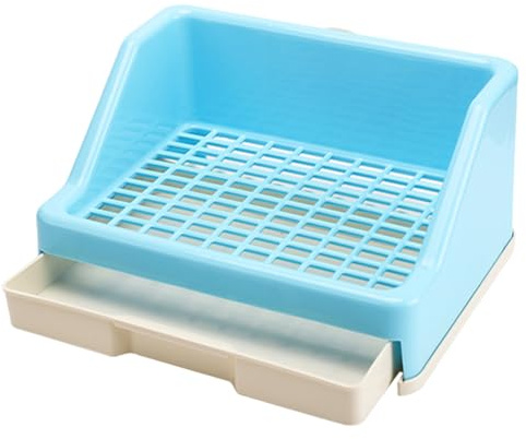Kaninchentoilette, Töpfchentrainer Pfanne mit Gitter für kleine Haustiere, Hasenklo Kleintiertoilette, Hasentoilette, kleine Bettkasten, Haustierpfanne für Kaninchen Chinchillas (Blau)