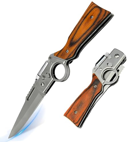 LFXLKVI Cuchillo Ak47 EDC Herramienta Multifunción Plegable Portátil Cuchillo para Acampar al Aire Libre Cuchillo de Supervivencia con Luz Adecuado para La Vida Senderismo Camping