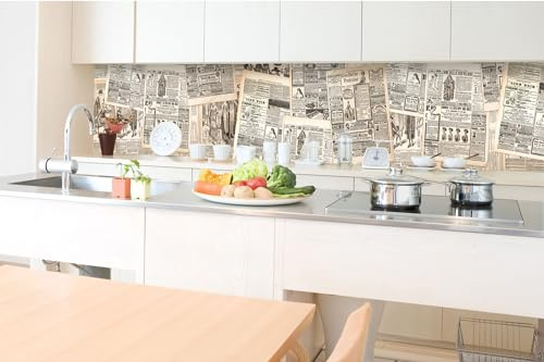 Dimex Küchenrückwand Folie Selbstklebend ANTIKE Zeitung 350 x 60 cm | Klebefolie - Dekofolie - Spritzschutz für Küche | Made in EU