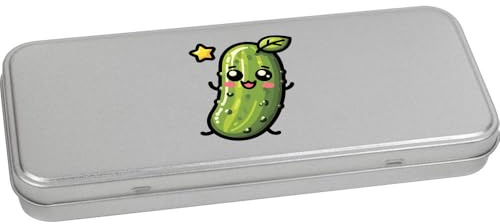 Azeeda 'Cute Kawaii Pickle' Metal Hinged Stationery Tin/Storage Box (TT00249922)