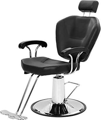 Karl home Heavy Duty Reclining Barber Chair, Styling Salon Chair with Headrest and Footrest, 360° Swivel, Height Adjustable for Beauty Spa, Tattoo and Barbershop