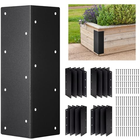 Set of 16 Raised Garden Corner Brackets, 11 inch Raised Bed Corner Brackets with Screws, Rust Resistant Metal Connectors for Furniture Flower Vegetable Planter, 3 inch Wide