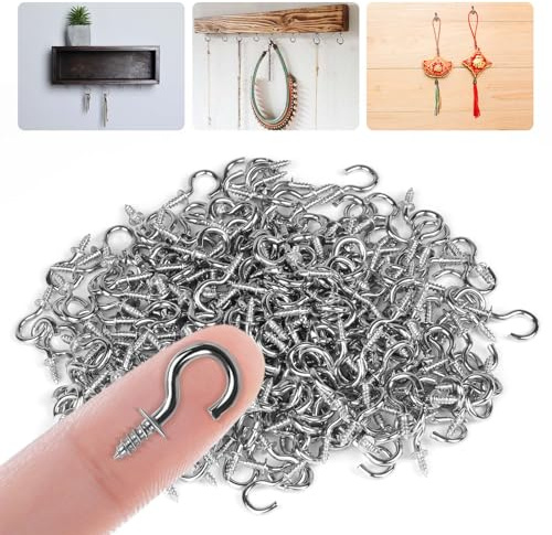 vsshe Schraubhaken Edelstahl, 250 Klein Deckenhaken Wandhaken 1/2 Zoll, für Innen und Außen hängende Pflanzen Kunst Dekorationen Schlüssel Weihnachtsdekoration Schraubhaken