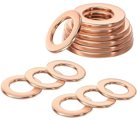 Qrity 20 Pezzi Piatte in Rame, M6 Rondella di Rame, 6mm ID 10mm OD Rondella di Tenuta, Rondelle per Viti, Bulloni
