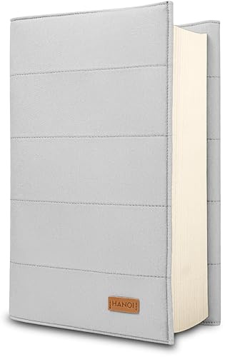 HANOI Collection® Verstellbare gepolsterte Buchhülle. Große gepolsterte Schutzhülle für Bücher. Buchcover-Hülle (Hellgrau, Kleine)