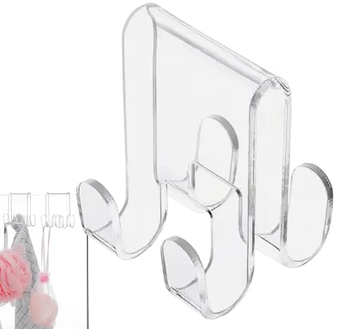 Weqizuerqi 8 crochets de 4,1 x 4,9 cm pour paroi de douche en verre acrylique crochet de douche sur porte en verre transparent serviette et gants de toilette crochets à suspendre dans la porte de