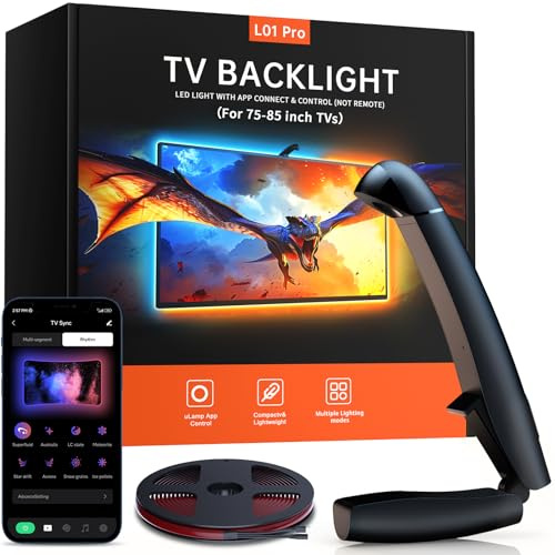 Retroilluminazione TV, luci LED tagliabili da 5,5 m che cambiano per schermo da 75 a 85 pollici e monitor PC, retroilluminazione TV con sensore, controllo app intelligente, sincronizzazione giochi e