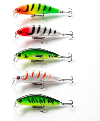 Steinn Wobbler Minnow Kit de leurres artificiels | Poisson prédateur, Sandre, Perche | Couleurs attrayantes (Couleur 5)