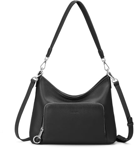 befen Echtleder Handtasche Damen Mittelgroß, Umhängetasche Anti Diebstahl | Hobo Bag, Leder Schultertasche Damen Shopper Tasche mit 2 Schultergurten - Einfache Klassische Elegante