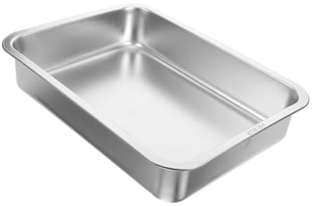Mikikit Lettiera Inossidabile Vaschetta Resistente e Facile da per Gattini e Conigli Design Antispreco con Supporto per Integrato