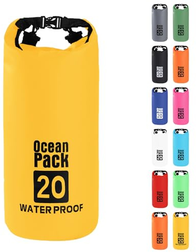 MOMAHUA Torrväska, vattentät väska, simväskor 2 l/5 l/10 l/15 l/20 l/25 l/30 L torrsäck för paddelbräda, våta väskor för resor, utomhuscamping, gUL, 20L