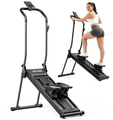 HXD-ERGO Stepper d’Escalier Pliable Fitness 2026, Appareil Cardio Maison Professionnel avec Guidon Réglable, Écran LCD, Machine d’Entraînement Complet du Corps Compacte (Magnetischer Widerstand)