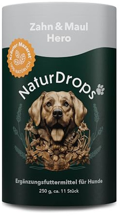 NaturDrops Tand & Maul Hero tuggpinnar hundsnacks med funktion, 11 stycken, fräsch andedräkt och en välskött mun, 100% naturlig – 250 g
