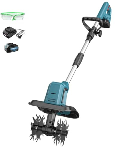 Motobineuse sans fil, motobineuse électrique 550 W avec batterie 15 Ah/22,5 Ah, extensible de 1 à 36 cm, profondeur de travail 22 cm, largeur 30 cm(15.0AH)