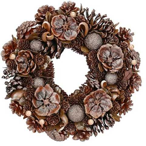 THUN - Ghirlanda decorativa con pigne e palline oro-31 * 31 * 7,5 cm