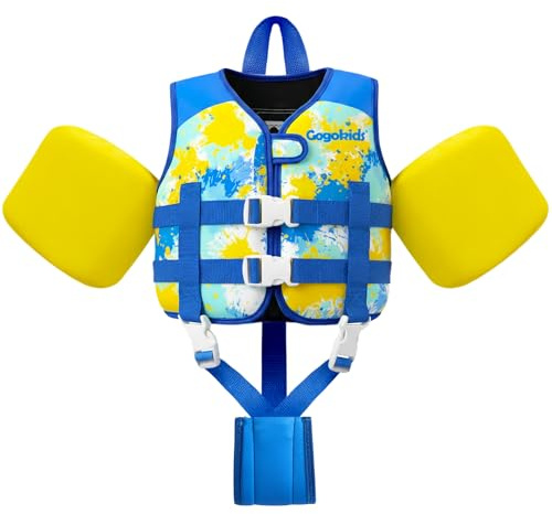 Gogokids simväst för barn, simärmar, småbarn, jackstil, flytflythjälp, med justerbara remmar, barn, flytväst för 2–6 år/15–30 kg