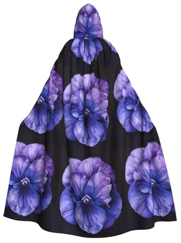 aabkjgfr Bata de bruja de Halloween con estampado de flores violetas, disfraz de mago de vampiro para adultos, utilizado para fiestas, bailes de máscaras, carnaval, fiesta de disfraces, juego de rol
