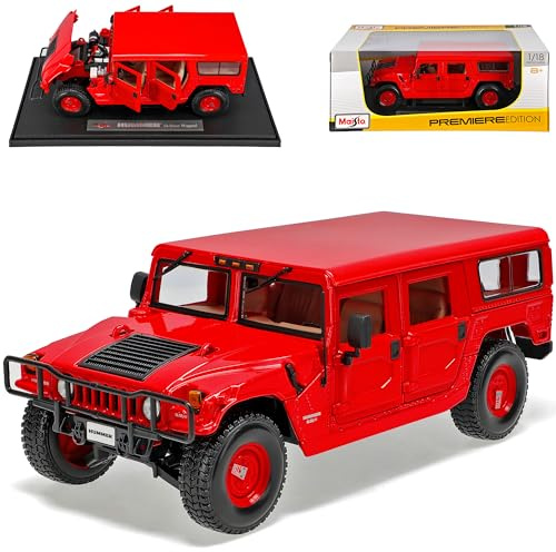 Generisch Humer H1 Strasse Rot SUV 1992-2006 1/18 Modell Auto