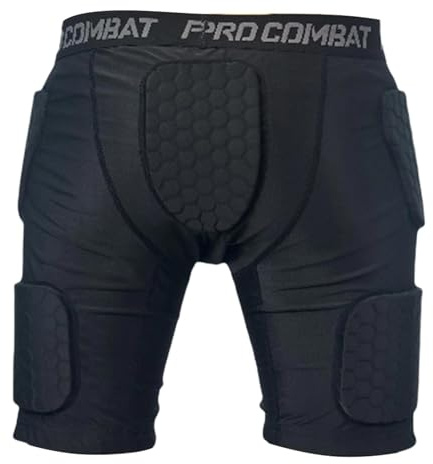 Fenteer Pantalones Cortos de protección para porteros. Protección contra Impactos para Deportes de Contacto. Acolchado versátil con patrón Hexagonal en el, S