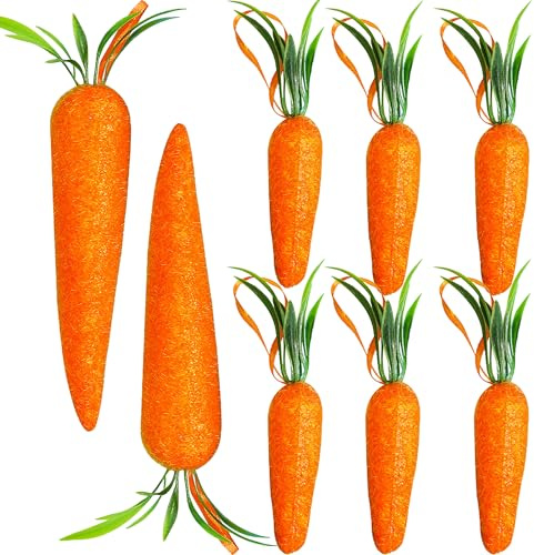 Hezhou 8 Pcs Karotten Schaumstoff Realistische Künstliche Karotten Gemüse Simulierte Karotte Realistische Artificial Carrot lebensechte Kunststoff-Schaumstoff Möhre Handwerk Karotte Dekoration (A)